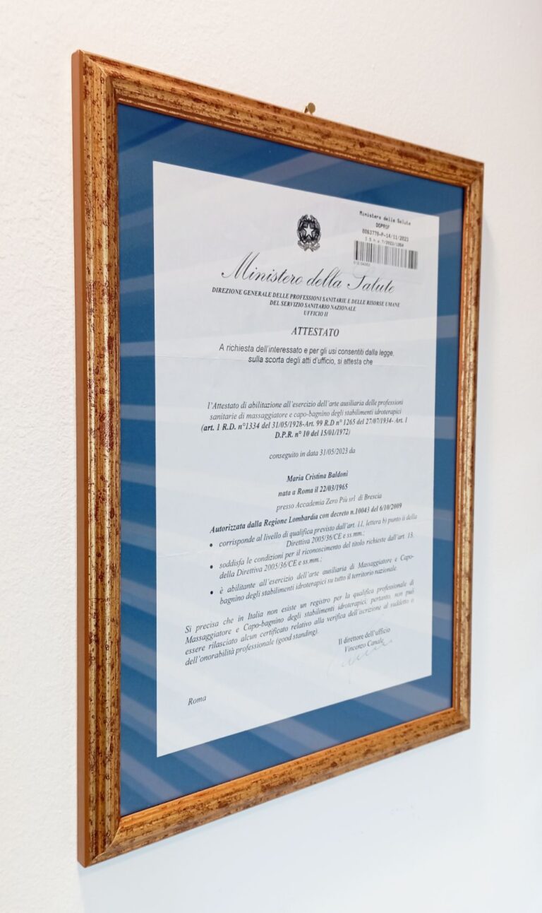 Certificazioni Maria Cristina Baldoni Benessere News